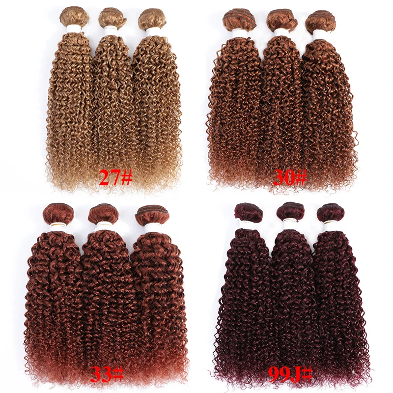 T1B/30 Bundel Rambut Manusia Keriting Keriting Coklat Ombre 1 Buah Bundel Jalinan Rambut Manusia Brasil Ekstensi Rambut Pirang Non-remy SOKU
