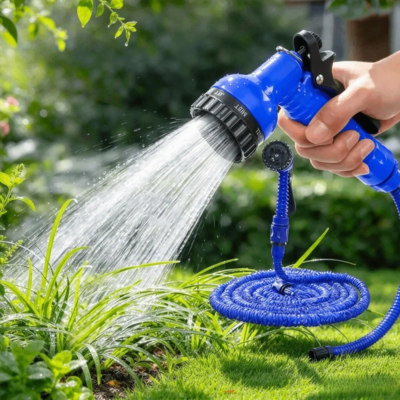 7 Spray Modes High Pressure Magic Expandable Water Hose with Water Gun, Portable Pipe for Garden Watering Car Wash