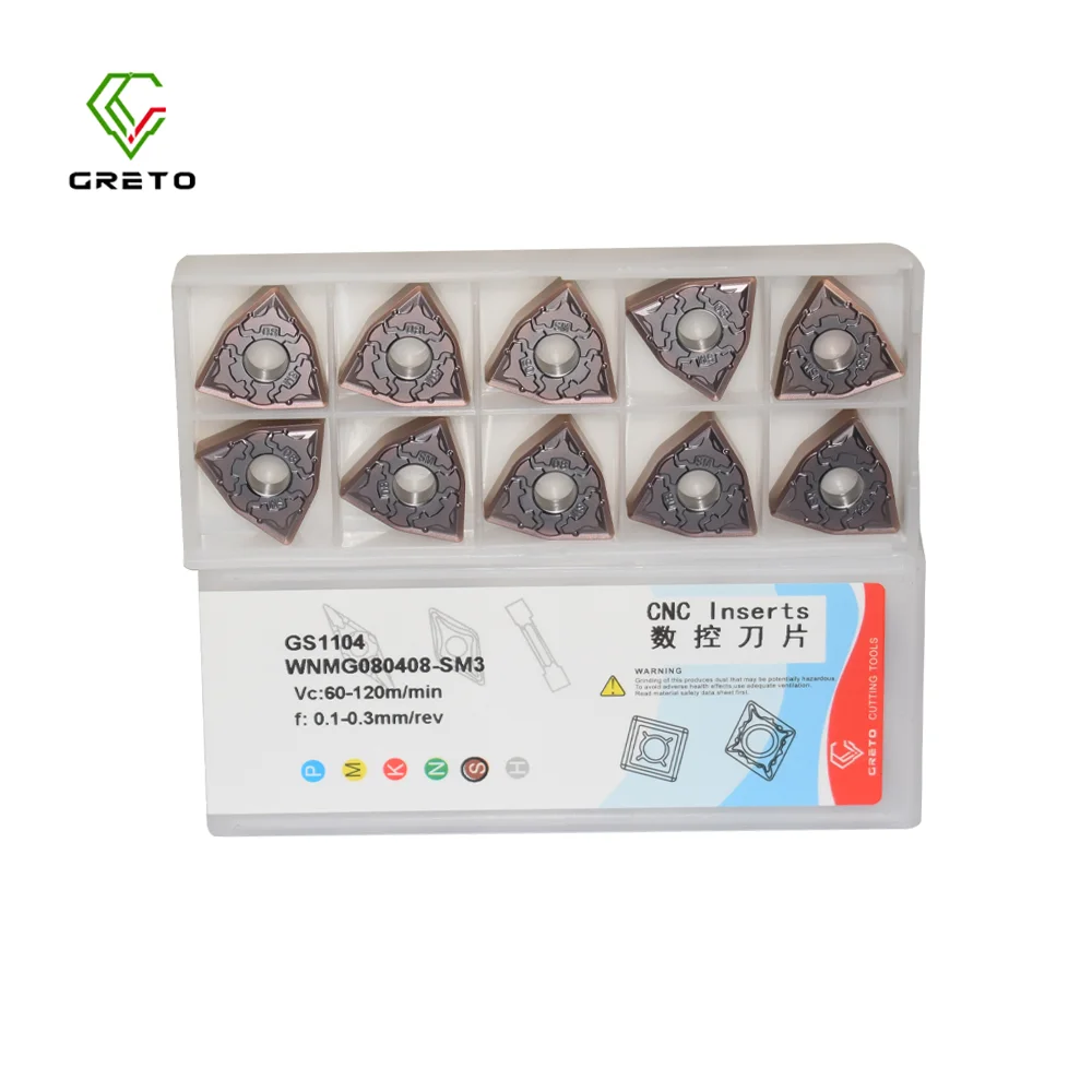 GRETO WNMG080408-SM GT4202 GT4204 GS1104 Turning Inserts For Steel Stainless Steel High Temperature Resistant Alloys