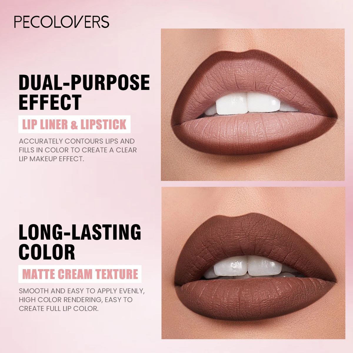 1 pezzo di matita per labbra opaca a lunga durata, balsamo per labbra con design a pennino a pastello a doppio uso, resa cromatica elevata, texture opaca antiaderente