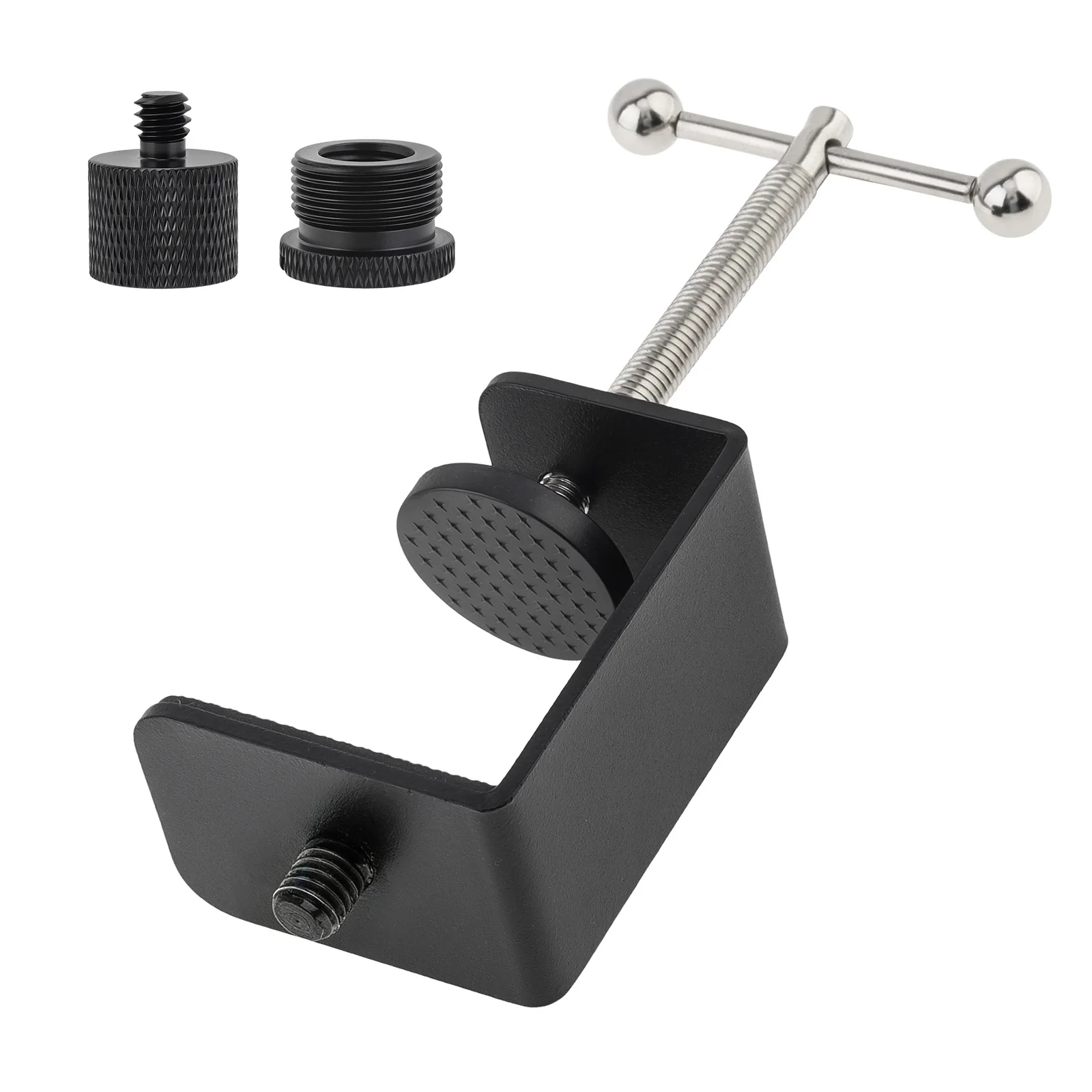 Table Clamp with 3/8-In, 5/8-Inch 1/4-Inch Thread Adapter Heavy-Duty Desk Mount Clamp Table Stand Base for Boom Arms / Gooseneck