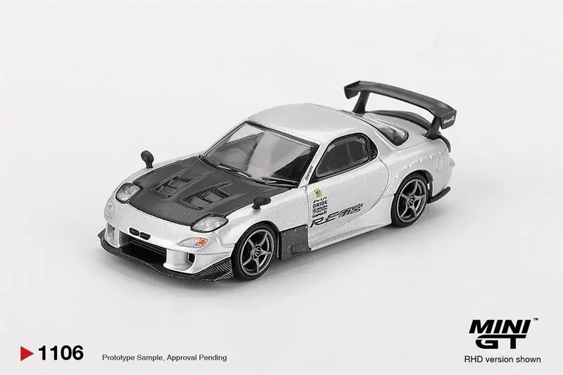 

*Предпродажа* MINI GT 1:64 RX-7 RE-Amemiya, серебряная металлическая коробка/блистерная упаковка, литая под давлением модель автомобиля