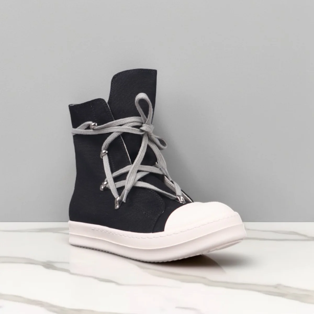 

Men's Casual Canvas Boots Women High Top Sneakers Lace-Up Black Beige Luxury Designer Boots High Street For Autumn