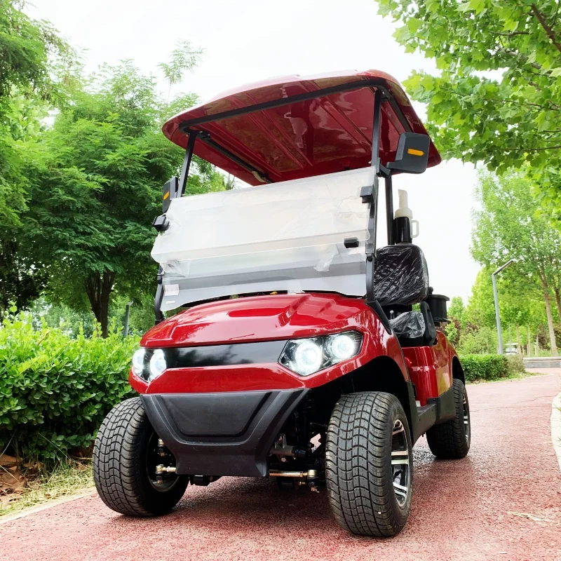 Popular Electric Golf Cart 60/72V 2 Seater Off-Road Club Car Solar Panels Golf Bag Rain Cover Off Road Tire Folding Windshield