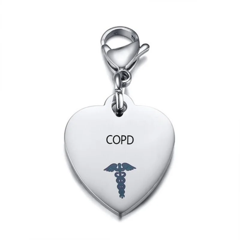 1PC Stainless Steel Heart Shape Personalized Medical Id Pendant Keyring Diabetic Type 1 Type 2 Diabetes Keychain Men Women