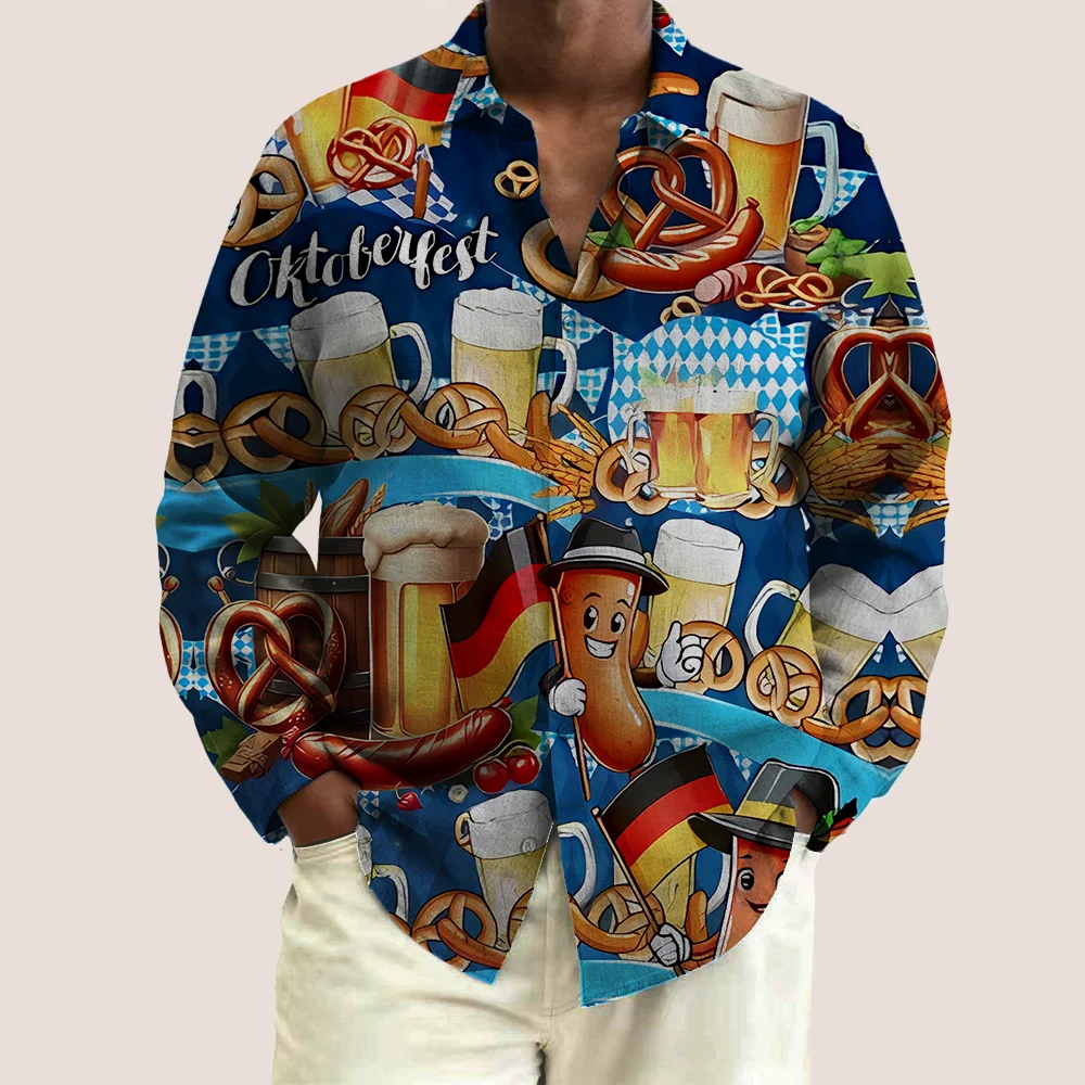 

Мужская рубашка больших размеров S-9xl: Beer Vibe — большой и высокий крой, мягкая дышащая ткань, минималистичные принты пивной кружки,