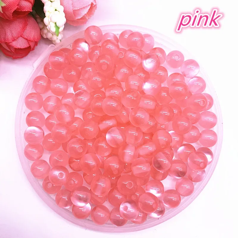 50pcs/lot 8mm DIY Bracelet Accessories Children Handcraft Department Round Resin Stripe Beads for Jewelry making Findings