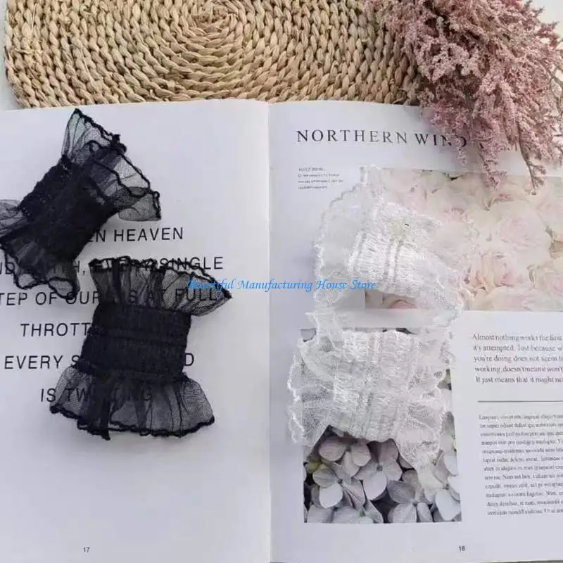 

E56A Woman Decorative Fake Sleeves White Black Fake Cuffs Skirt Sweater Wrist Decors