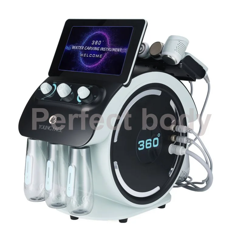 Multifunction 6 In 1 Hydro Facial Aqua Peel Face Lift Skin Care Visible Hydra Dermabrasion Spa Machine With Skin Detection