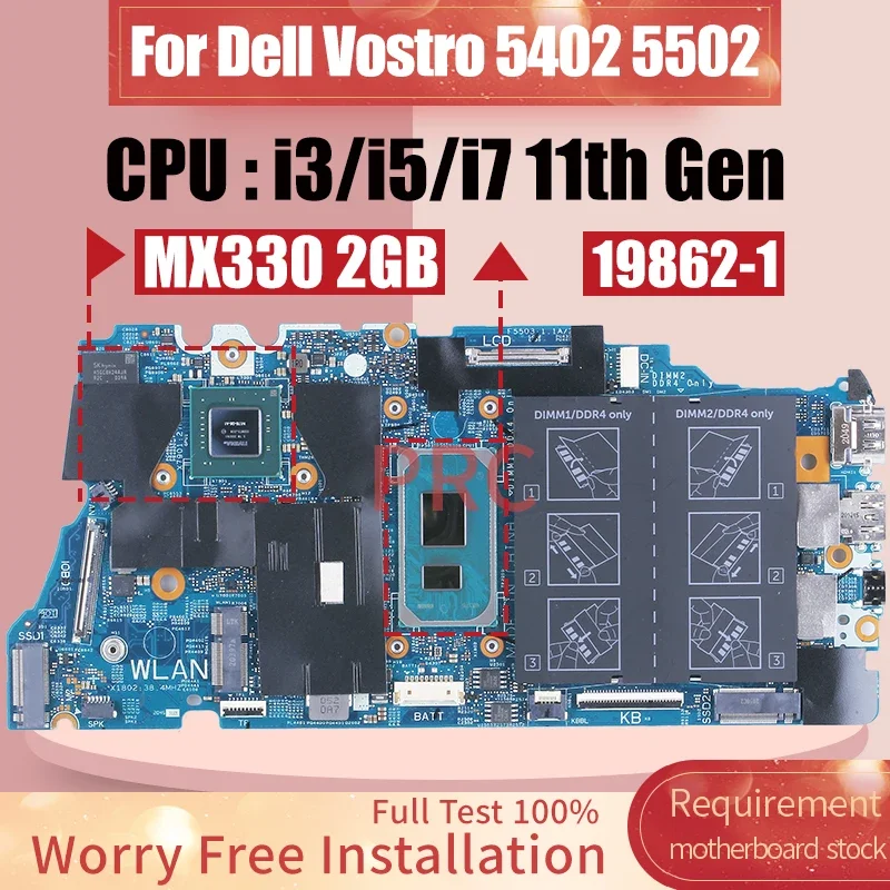For Dell Vostro 5402 5502 Laptop Motherboard 19862-1 0G0XMN 04D2JV
