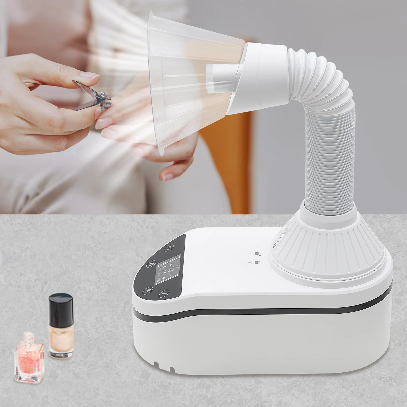 230 W Nail Dust Collecting Machine, Tabletop Nail Dust Cleaning Machine with Dust Hose, LED Spotlight, for Nail Art, Nail Care