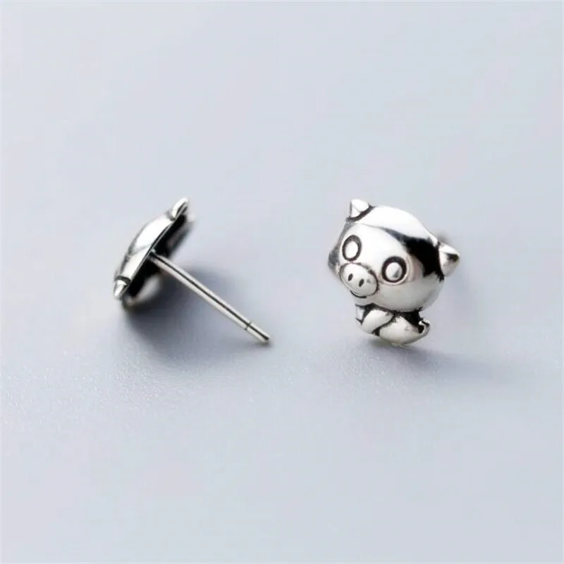 New Simple Korean Style Cute Animal 925 Sterling Silver Jewelry Glossy Personality Sweet Pig Exquisite Stud Earrings E282