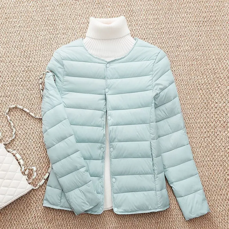 2024 New Arrivlas Woemn Winter Warm White Duck Down Liner Puffer Jackets Female Korean Slim Fit O-neck Variable V-neck Down Coat