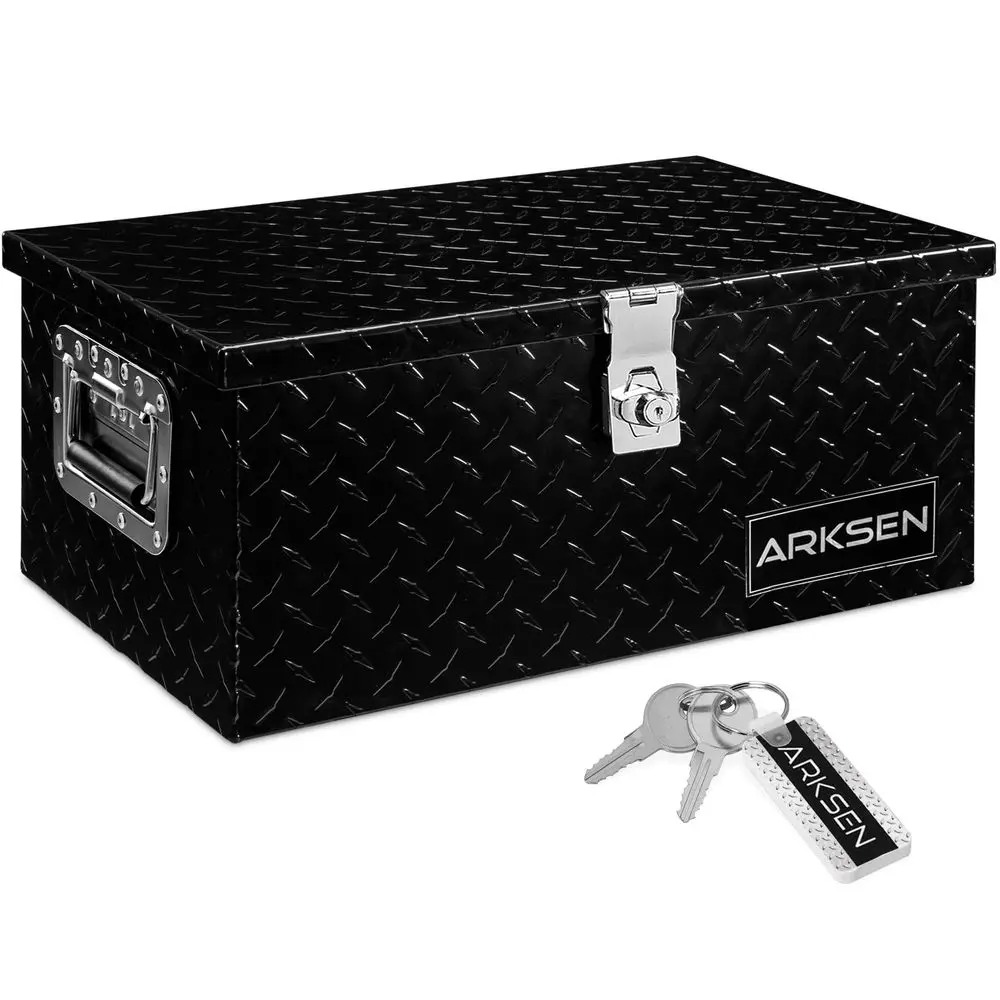 

20 x 12 x 10 Inch Diamond Plate Truck Bed Tool Box, Heavy Duty Waterproof Aluminum Storage Chest with Side Handle amp Lock for