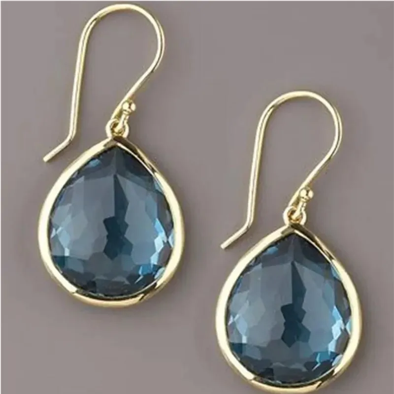 ORZTOON Fashion Personal Blue Drop Stone Dangle Exquisite Earrings For Women Birthday Party Fashion Jewelry 2024 New