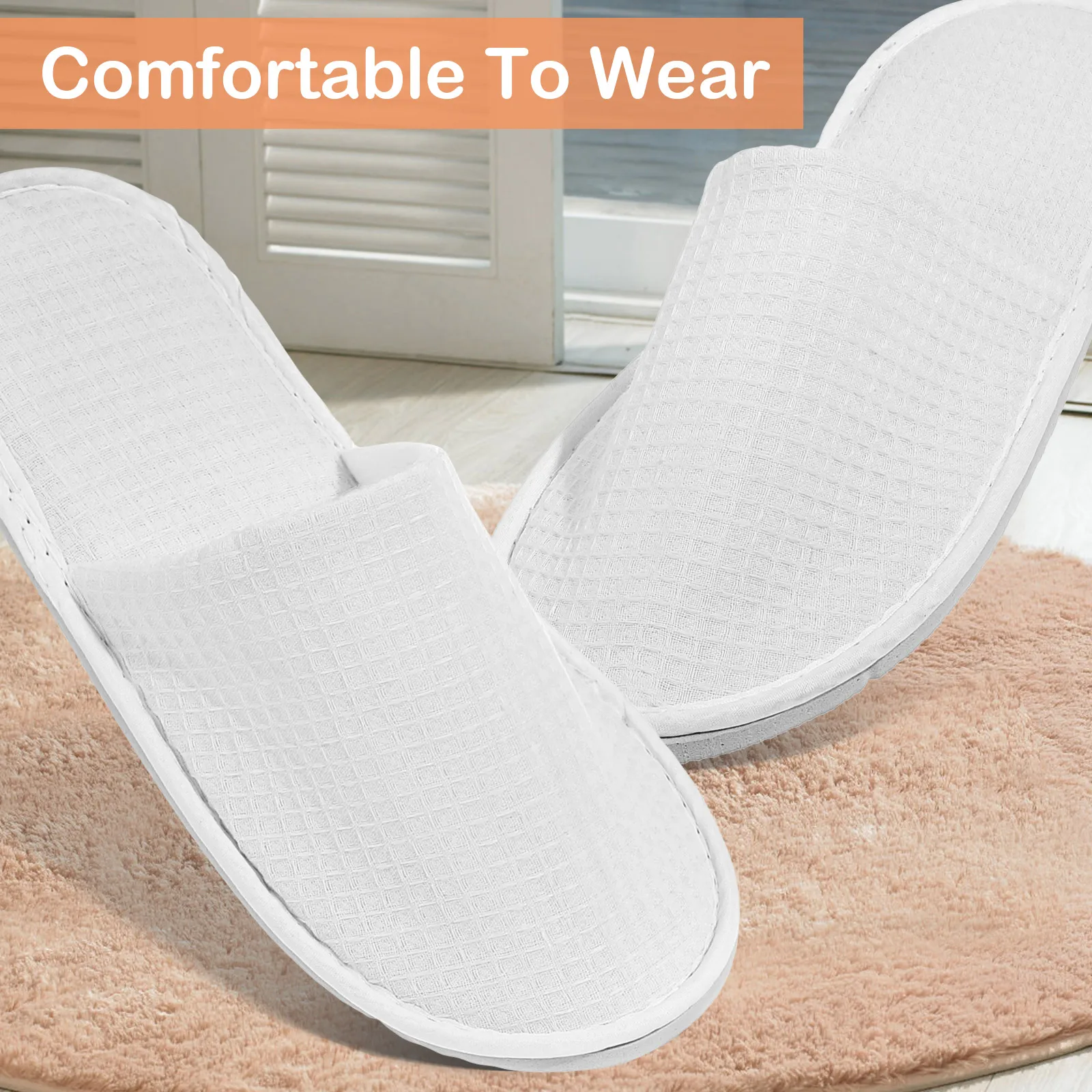 

4 Pairs Slippers for Women Disposable Bath Guest Shoes Guests Home White Miss