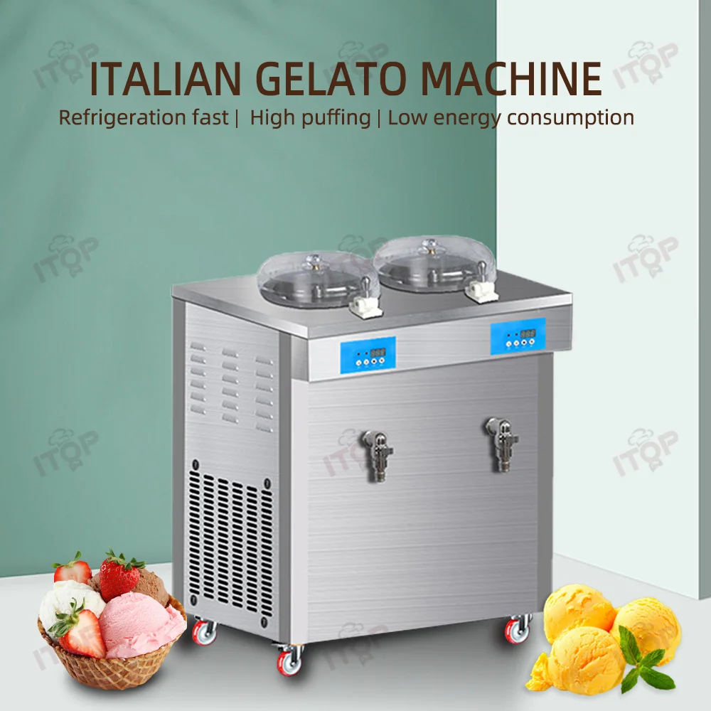 Hot Sale 16L/H*2 2 Types Ice Cream Making Hard Ice Cream Machine for Business Batch Freezer Gelato Making Machine