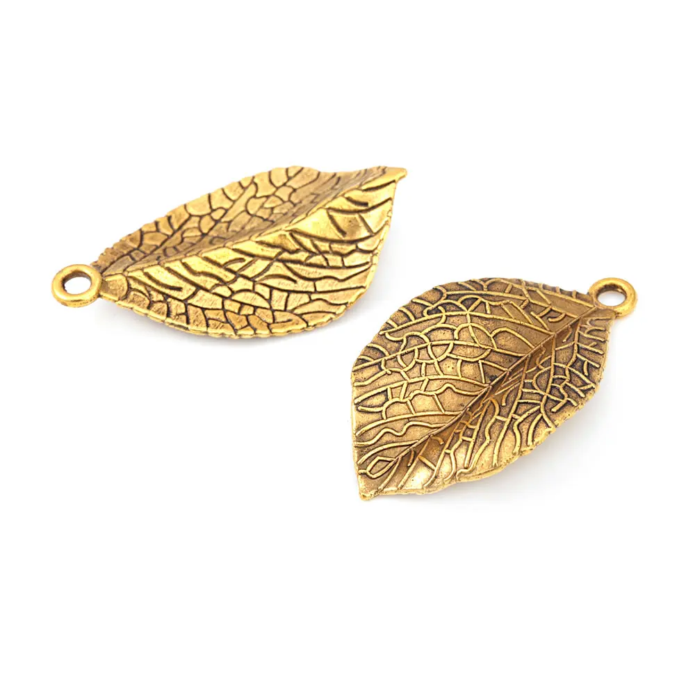 10PCS Antique Gold Color Zinc Alloy Tree leaf Charms High Quality Diy Jewelry Making Supplies Necklace Earrings Accessories