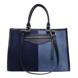 Large Capacity Tote Bag for Women Casual Fashion Ladies Splice Denim Handbag Designer Luxury Shoulder Bag Ladies Messenger Bags