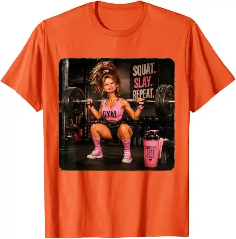 Lustiges Fitness-T-Shirt mit Meme-Humor: Ekelhaftes Gym-Girl, Y2K-Puppen-Gesicht, Damenmode, Gewichtheben-Grafik, Baumwollbekleidung – Detail 12