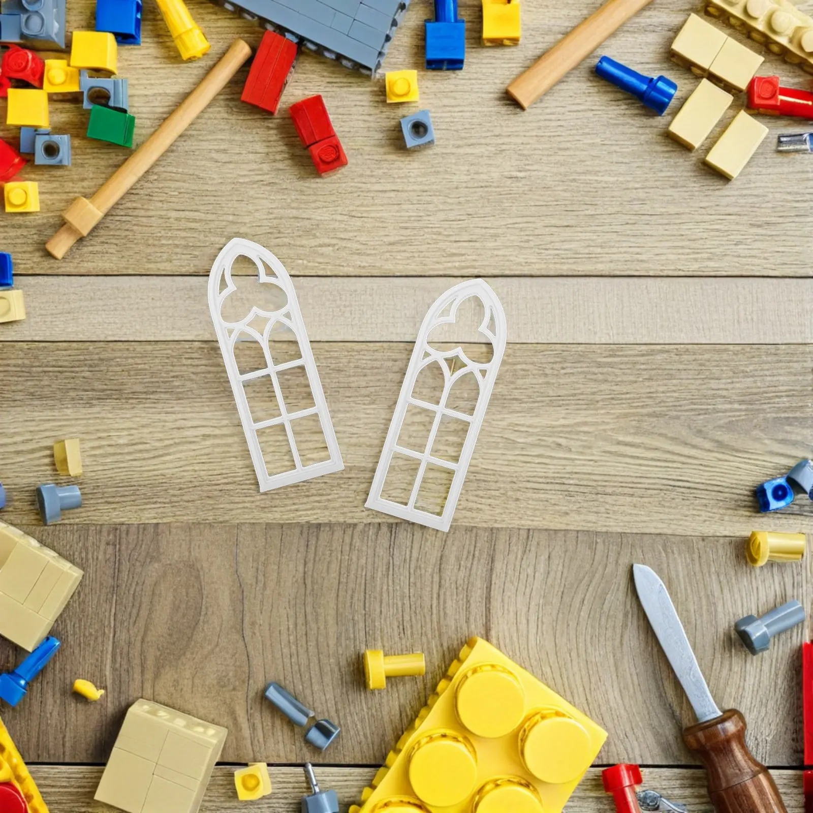 

2Pcs Miniature European Window Frames Realistic Vintage Design Tiny House Windows for DIY Dollhouse Furniture Decoration Mini