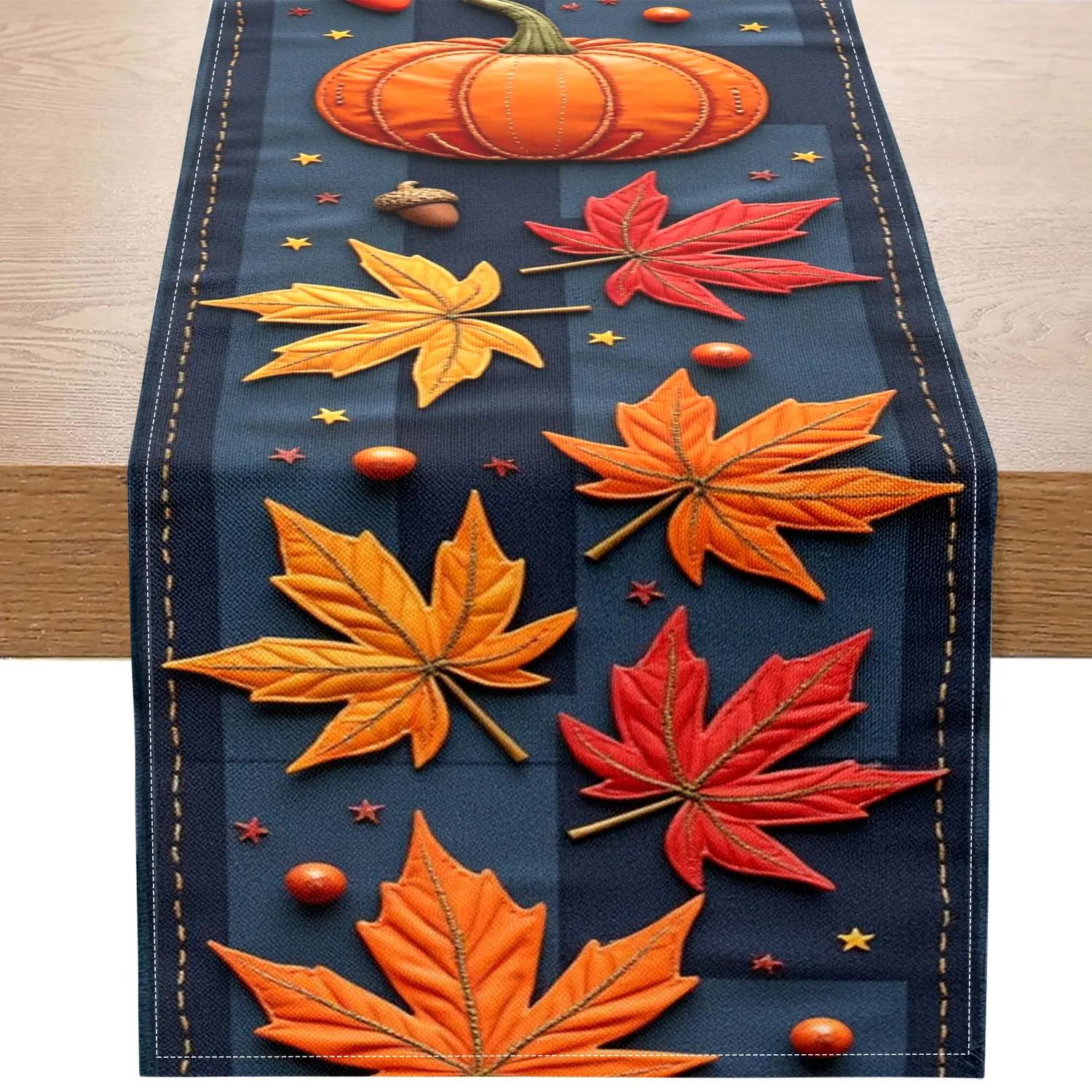 

1 Piece of Autumn-Themed Table Runner with Pumpkin and Autumn Leaf Patterns, Suitable for Thanksgiving Family Gatherings and Country-Style Home Decoration