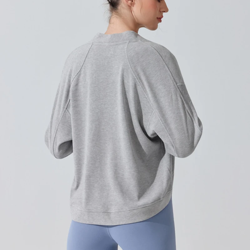 Women Long Sleeve Yoga Shirt Solid Color Loose Breathable Blouse Female New Fashion Gym Shawl Workout Clothes Sportswear