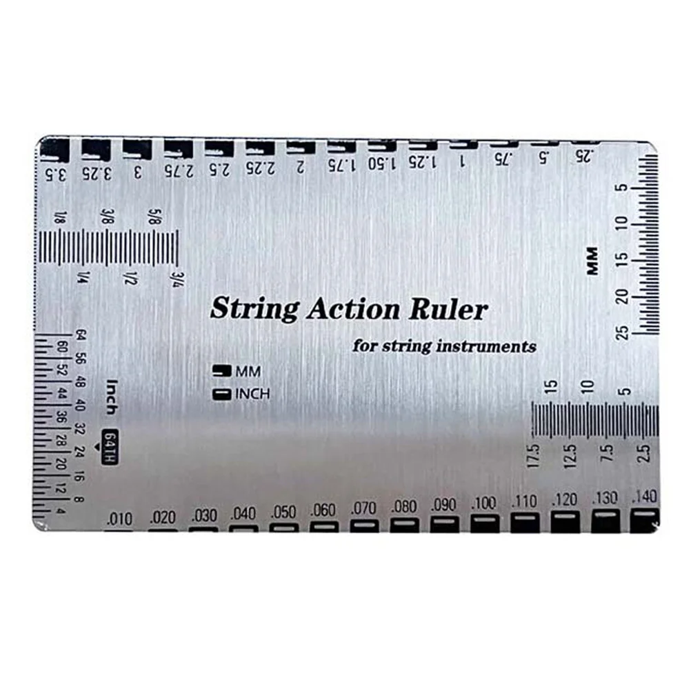 Medidor de acción de cuerda de guitarra, regla de acero compacta, duradera, medición precisa, herramienta de configuración de guitarra eléctrica acústica y bajo