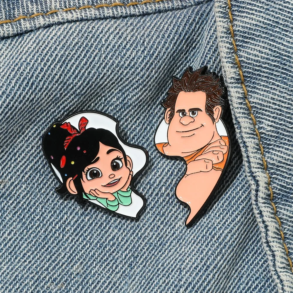 2 Broches de Metal Esmaltados de Dibujos Animados de Wreck-It Ralph y Vanellope Von Schweetz, Accesorios para Mochilas, Ropa y Joyería, Regalo