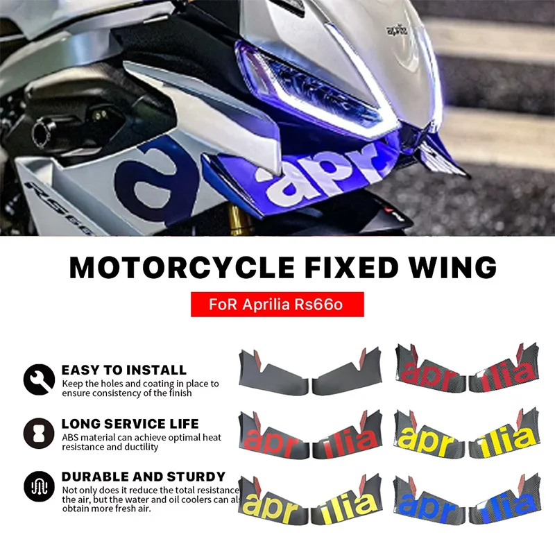 

For Aprilia RS660 Motorcycle Fixed Wing Spoiler Aerodynamic Aileron Air Wing Deflector Side Winglet Windshield WIng Fairing