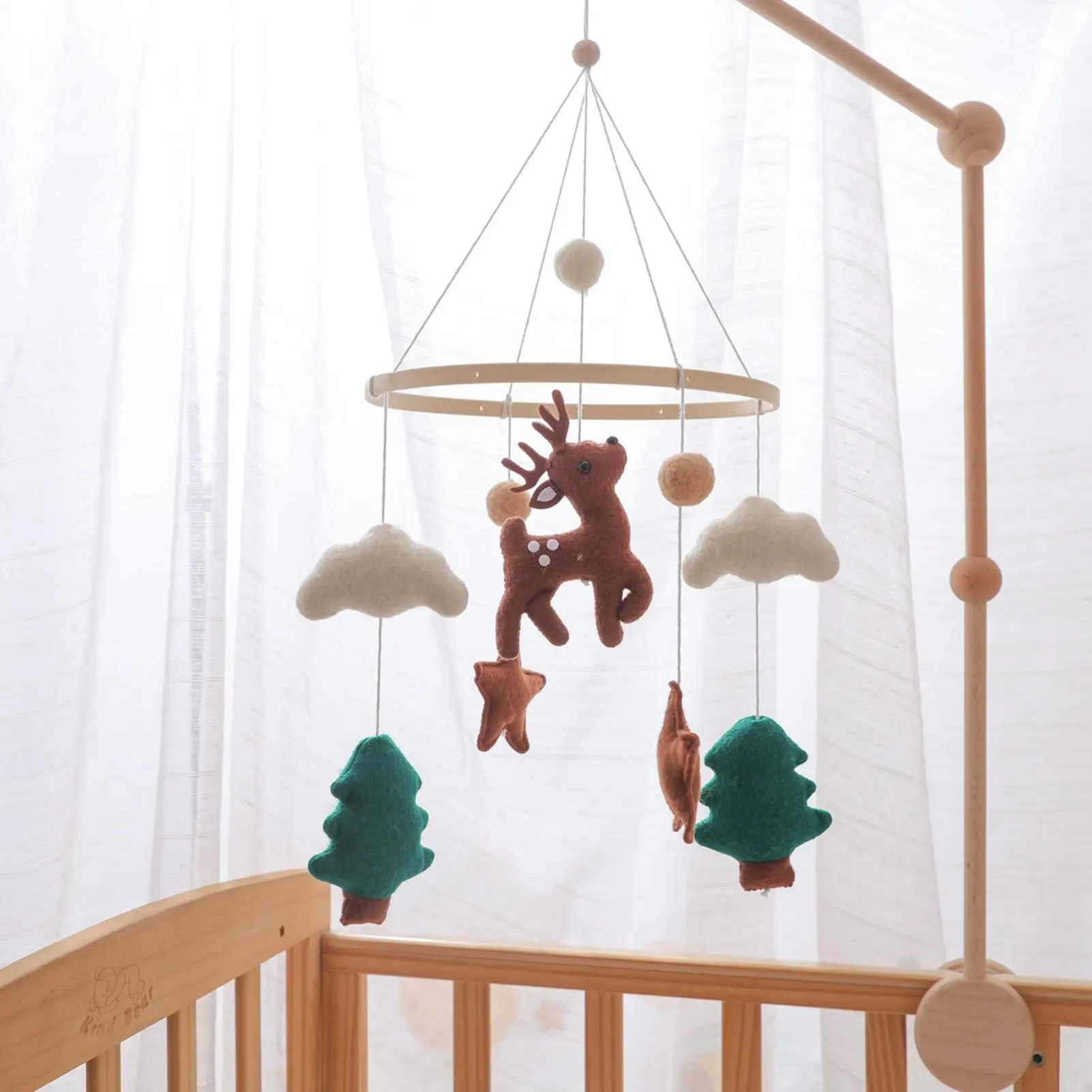 Baby Crib Mobile Rattle Toy For 0-12 Months CartoonBassinet Deer Animal Bed Bell Hanging Sensory Toys Mobile Newbaby Rattle Toy