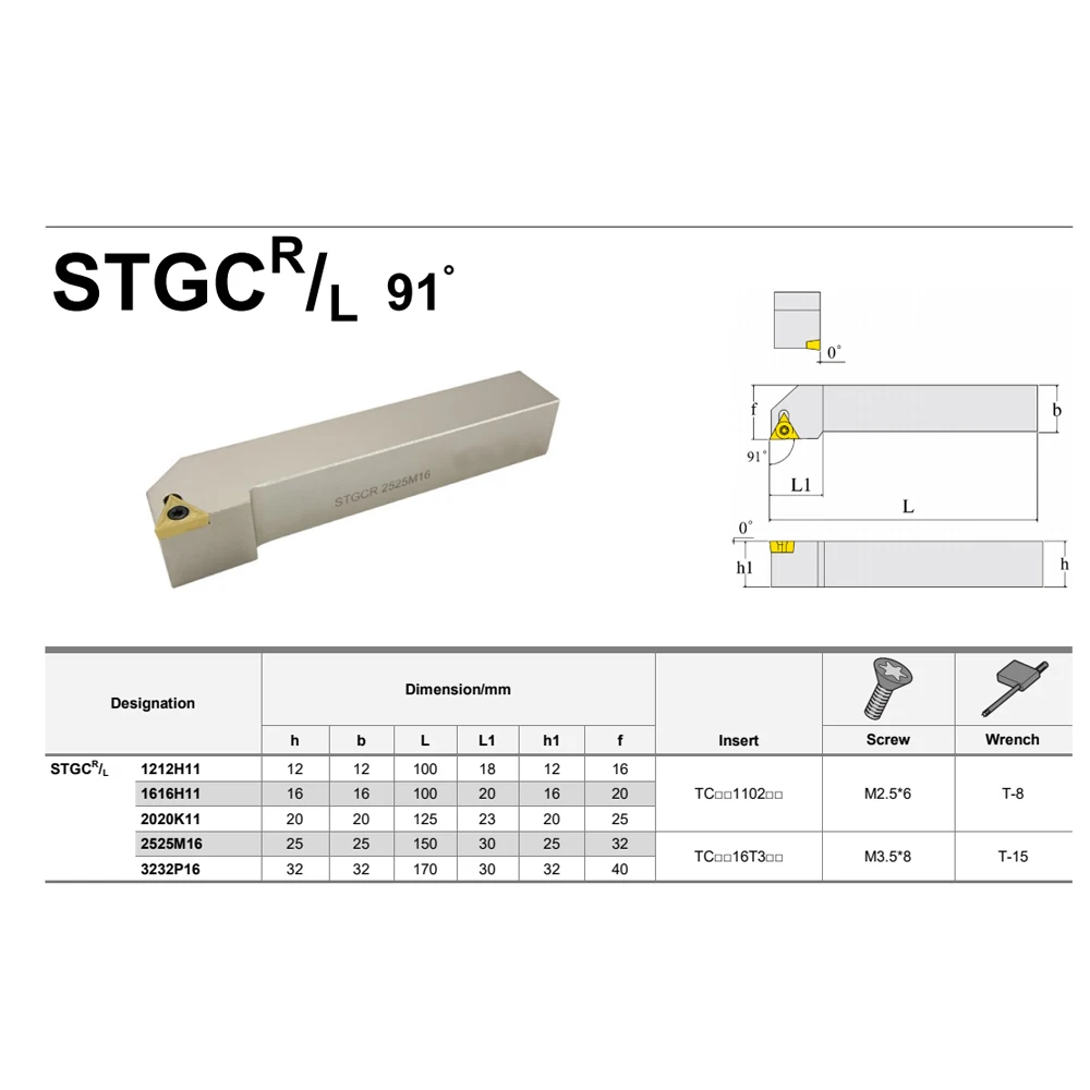STGCR1212H11 STGCR1616H11 STGCR2020 STGCR2525 herramienta de torneado exterior STGCR STGCL CNC herramientas de torno de metal TCMT TCGT soporte de corte