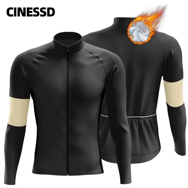 Men Winter fleece Thermal Cycling Clothes Set Long Sleeve Cycling Jerseys Ciclismo Warm Jacket MTB Bicycle Outdoor Clothing Suit