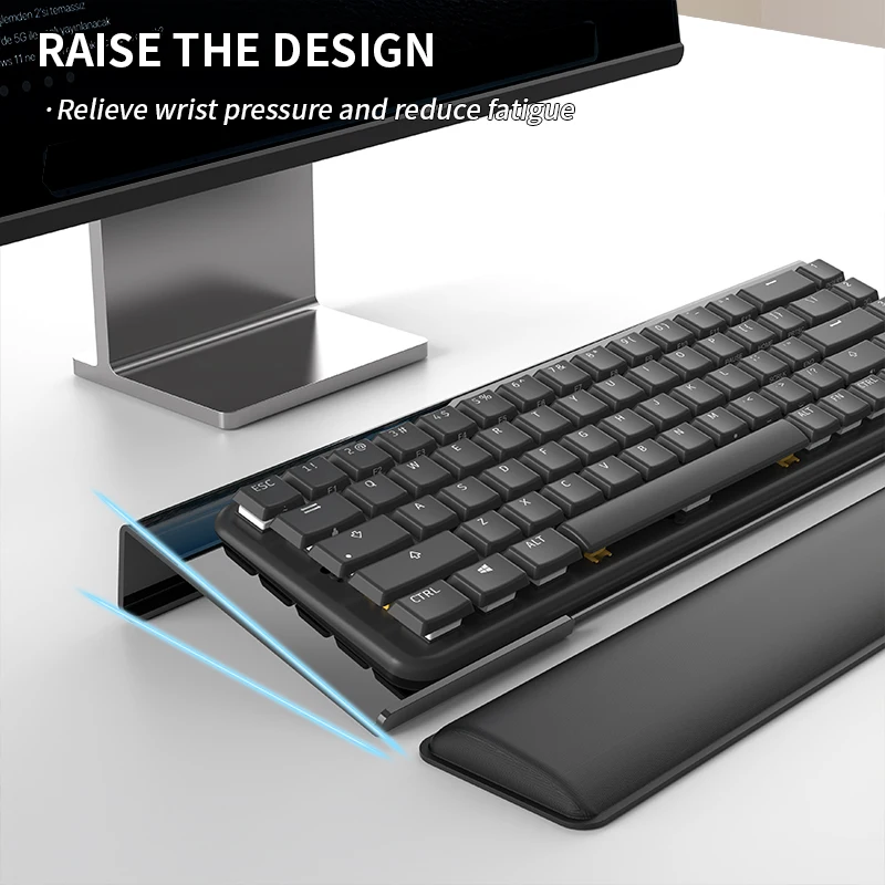 Acrylic Tilted Computer Keyboard Holde，Computer Keyboard Wrist Rest Stand for Desktop with Wrist Rest for Easy Ergonomic Typing
