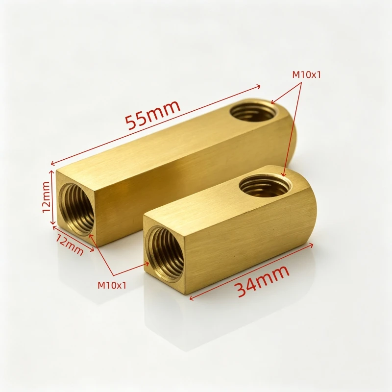 2pcs Brass Lamp Connector Straight Bar, M10 Female Thread Lamp Fitting, 34mm & 55mm Length Lighting Hardware Accessories