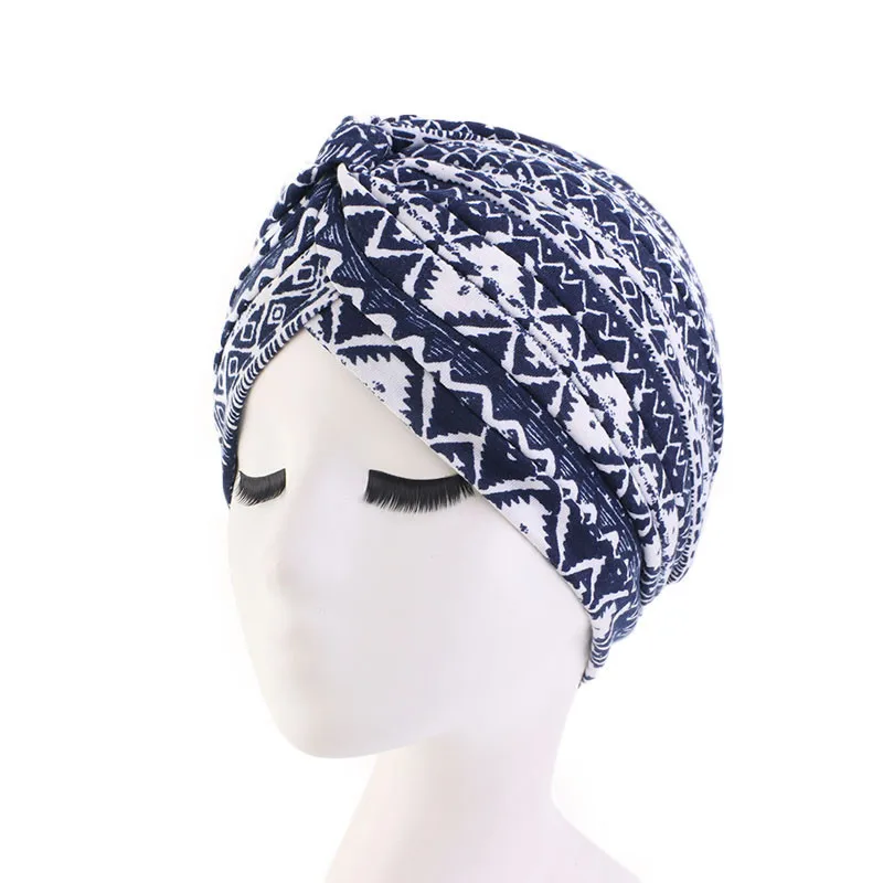 Turbante atado com estampa floral para mulheres, pele de cobra leopardo, lenço muçulmano, nó torção, boné indiano, bandanas senhora, acessórios para cabelo