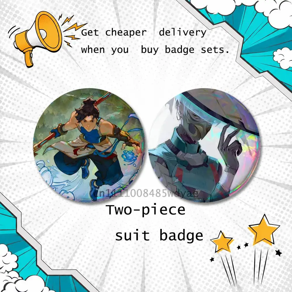 O-OverwatchES Wuyang Mizuki Brooches for Backpack Accessories 25,32,44,58,75mm Round Enamel Pins 2-piece set Cartoon Anime Badge
