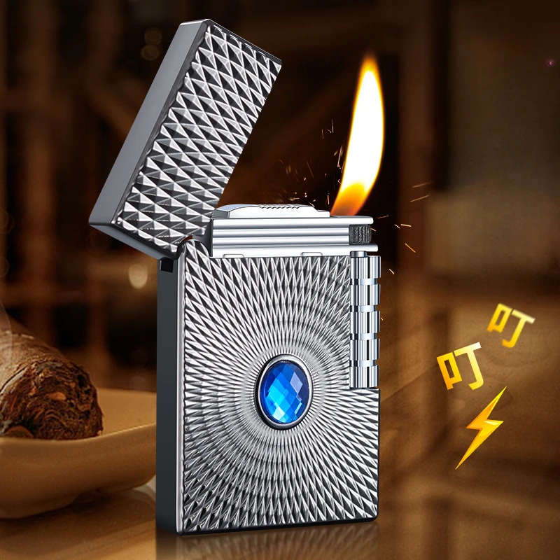 New Sound Steel Tone Metal Lucky Stone Grinding Wheel Lighter Refillable Gas Lighter for Men Smoking