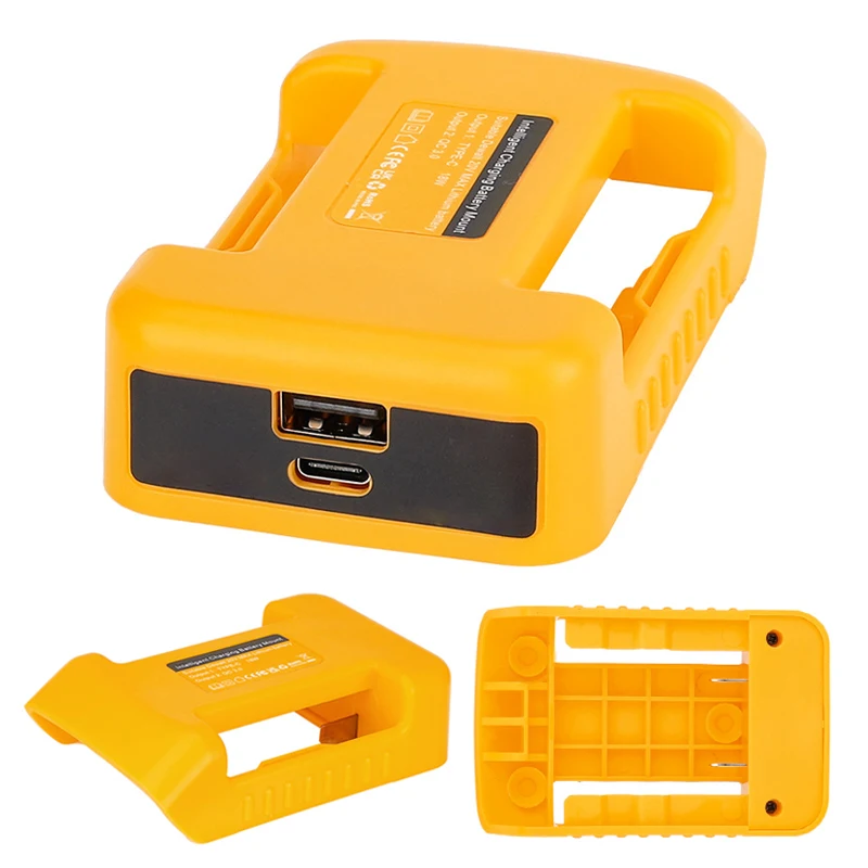 suporte da bateria dewalt fivela do cinto com usb saida tipo c rack de bateria portatil carregamento rapido 18v 20v 01