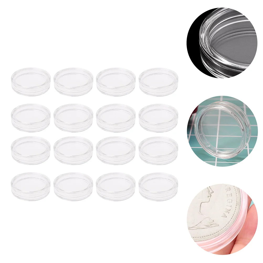 20Pcs Transparent Acrylic Coin Storage Boxes Protective Holders Easy Display Coin Collection Organizer