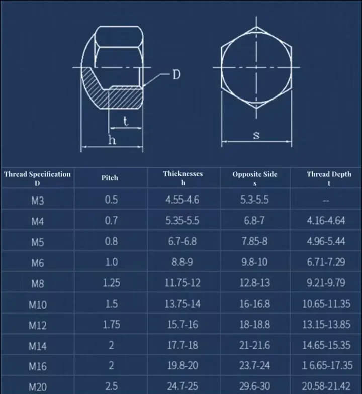 M3 M4 M5 M6 M8 M10 M12 M14 M16 M20 304 Stainless Steel Short Hexagonal Thin Cap Rubber Nut Blind Hole Decorative Screw Cap
