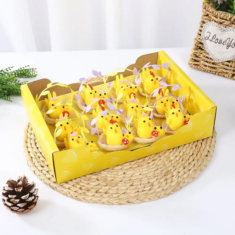 

16Pcs/Set Simulation Easter Yellow Chicks Decoration Snow Man Mini Easter Bunny Ornaments Party Elegant Cute Animal Decoration