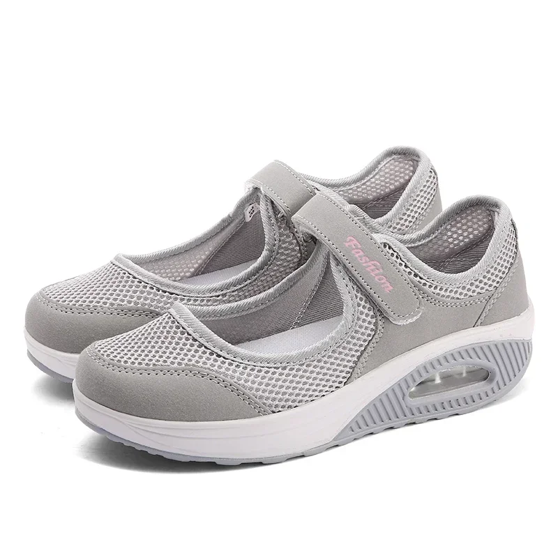 Air Cushion Slip-On Women Walking Shoes Orthopedic Diabetic Ladies Platform Mules Mesh Lightweight Slippers Wedge Female Sneaker