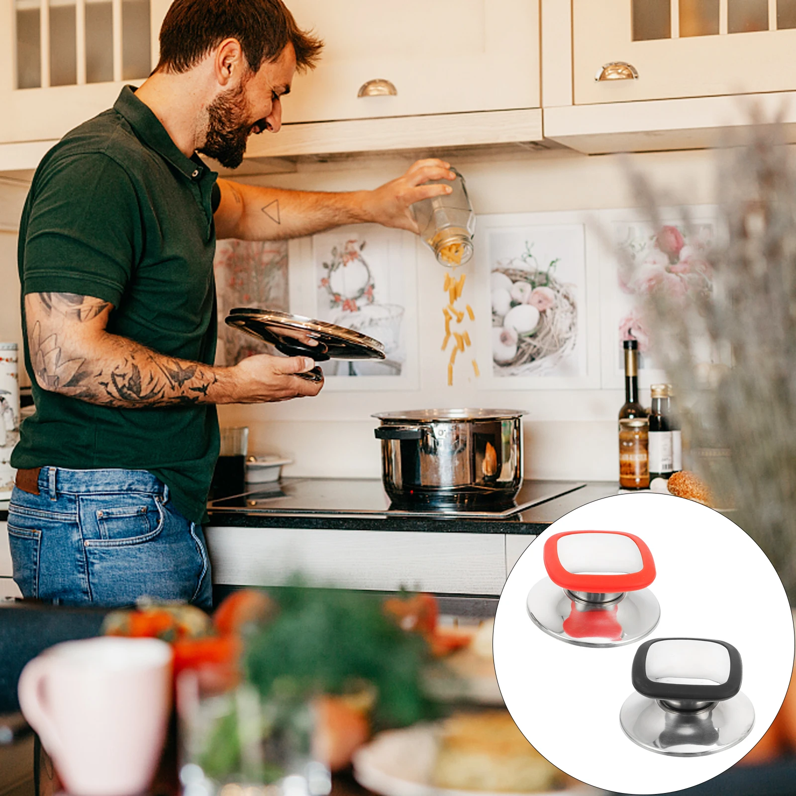 

2Pcs Premium Replacement Pot Lid Knob Ergonomic Heat Resistant Cookware Handle Anti-Rust Pan Cover Hand Grip for Pots Pans