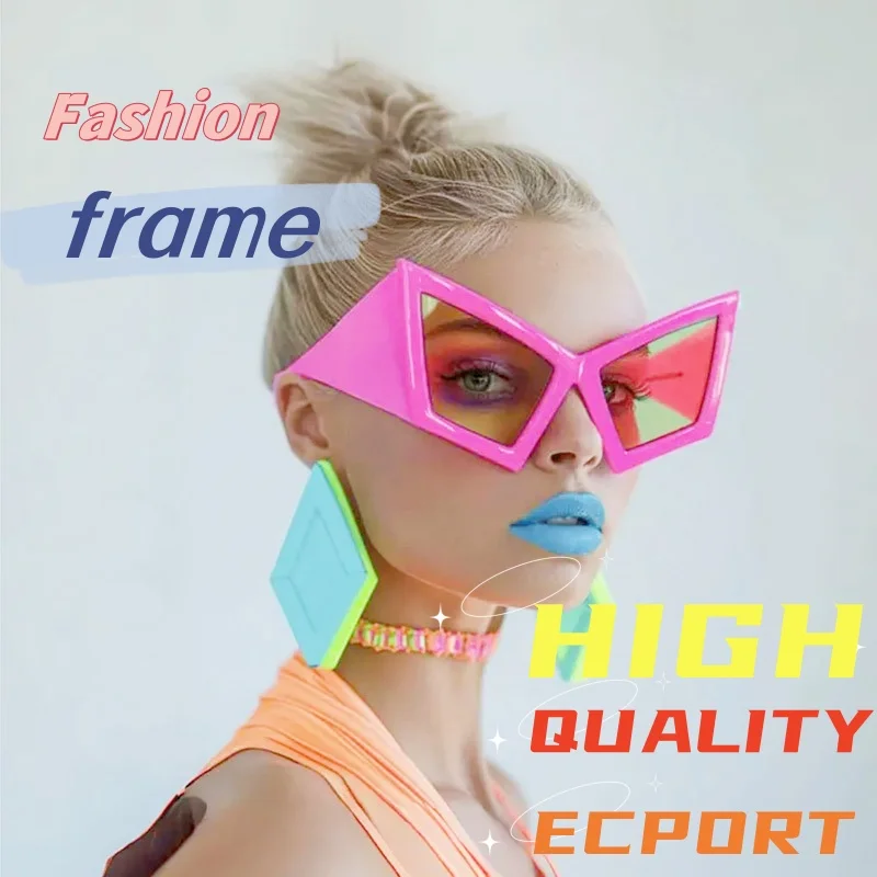 Luxury brand shield punk women sunglasses oversized cat eye windproof UV400 lenses fashion runway show frames exaggerated modern