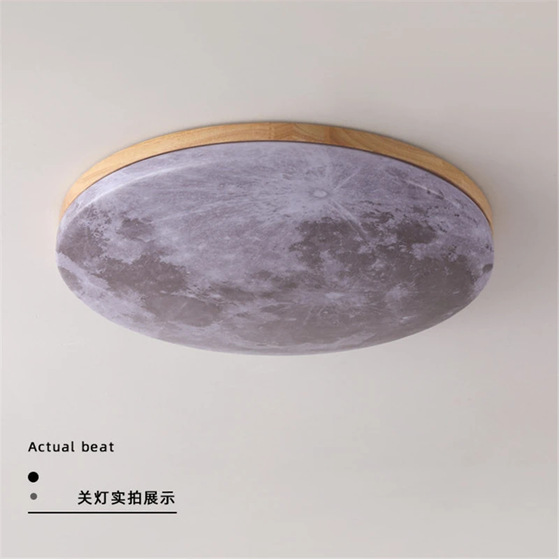 Moon Ceiling Lamp 12W  24W 36W Solid Wood Led Ceiling Lamp for Bedroom Living Room Dining Room Home Decor Indoor Lights Lighting