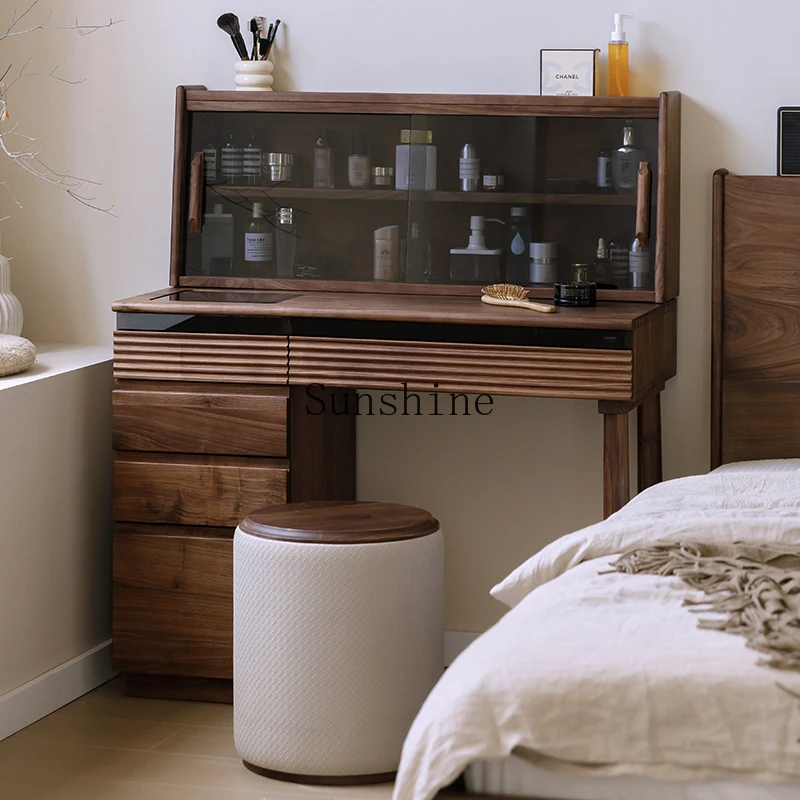 North American solid wood dressing desk integrated bedroom storage cabinet multi-functional makeup table