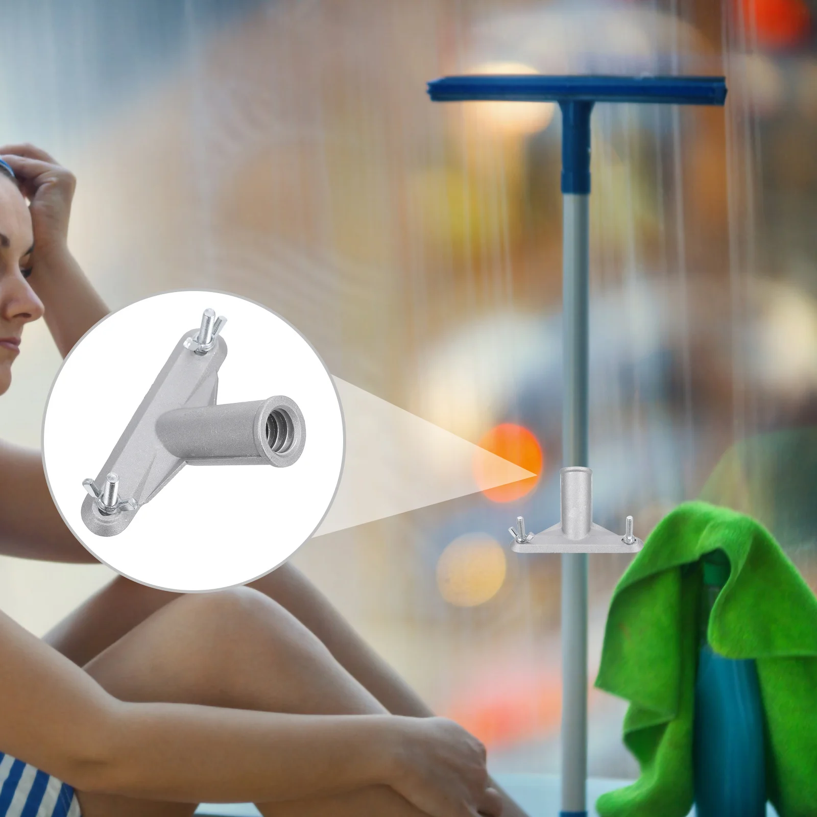 

Broom Handle Adapter Aluminum Alloy Broom Head Connector Replacement for Pole Handle Bracket Tight Secure Fit Enhancing Roller