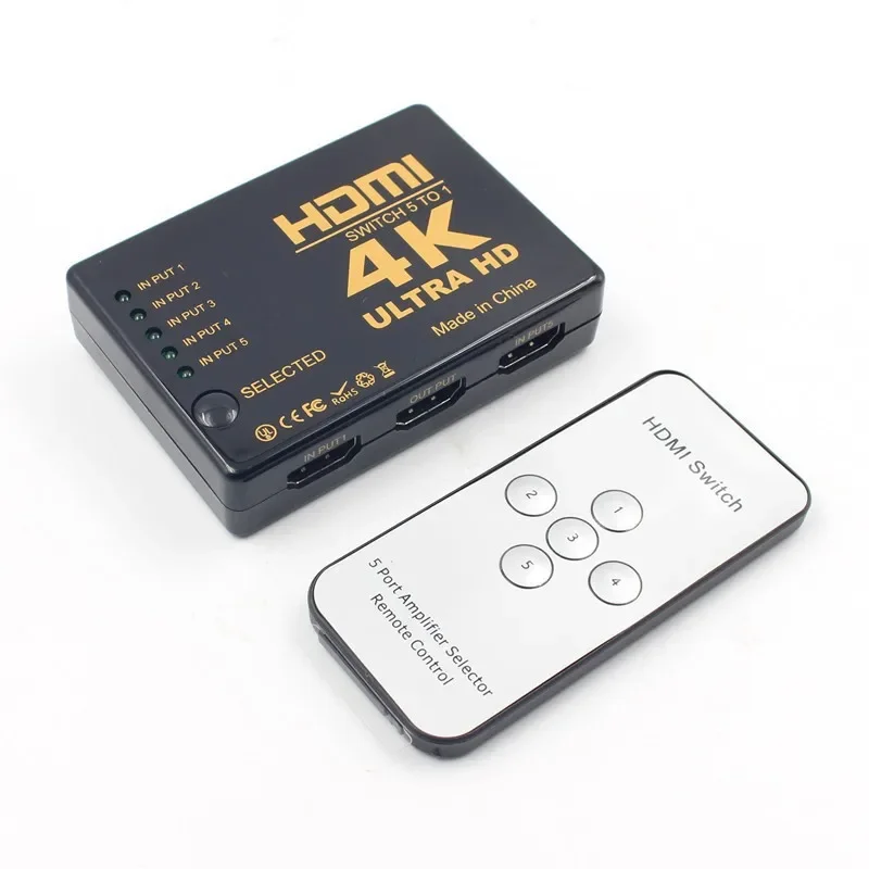 4K HDMI Switcher 5 in 1 Out 3 in 1 Out  HDMI-compatible Splitter Selector Video Box Adapter With IR Remote for PC HDTV DVD PS4