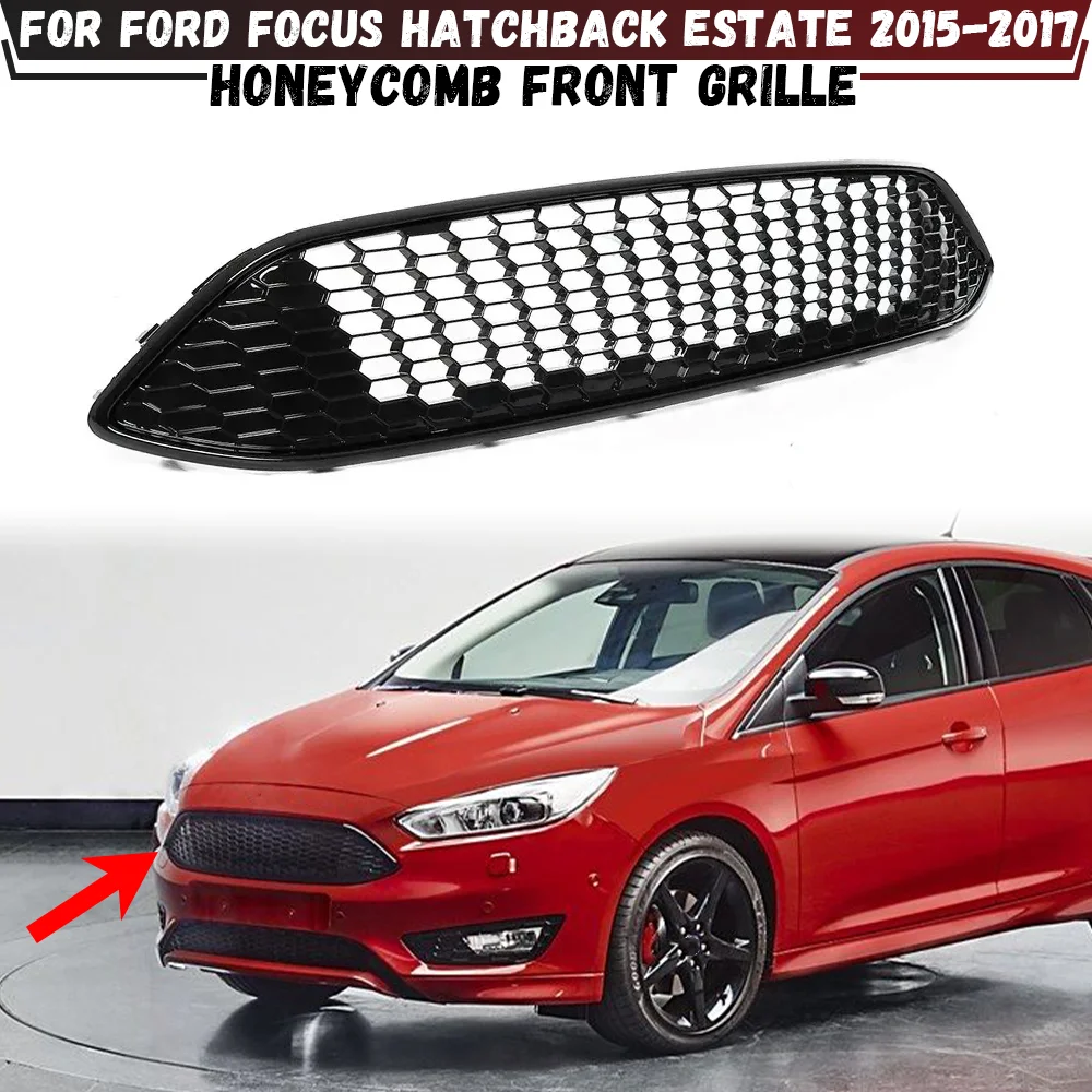 Front Grille Racing Grills For Ford For Focus MK3 ST Line Hatchback Estate 2015 2016 2017 Front Upper Bumper Hood Mesh Grid